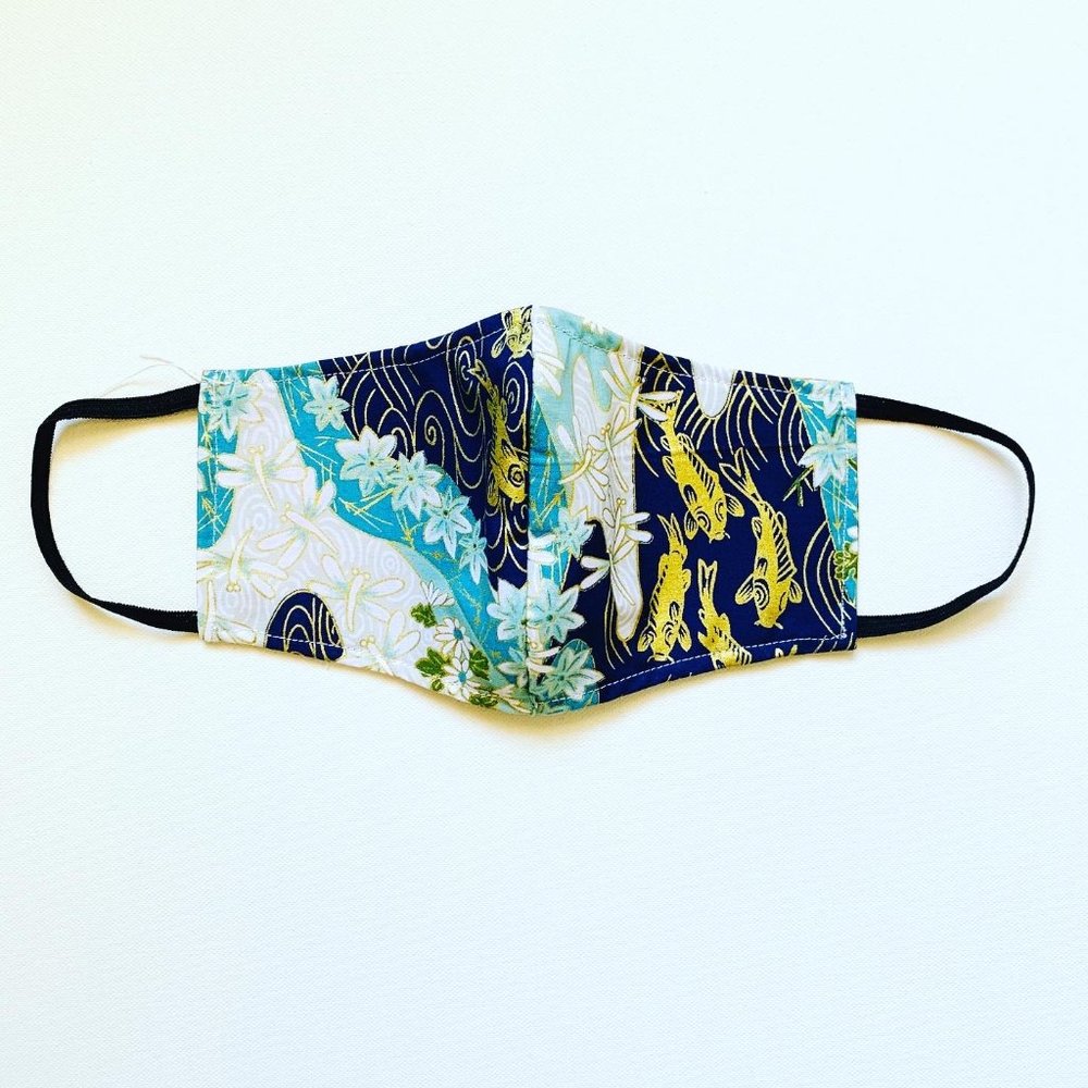 NEW Handmade Koi Dragonfly Print Mask